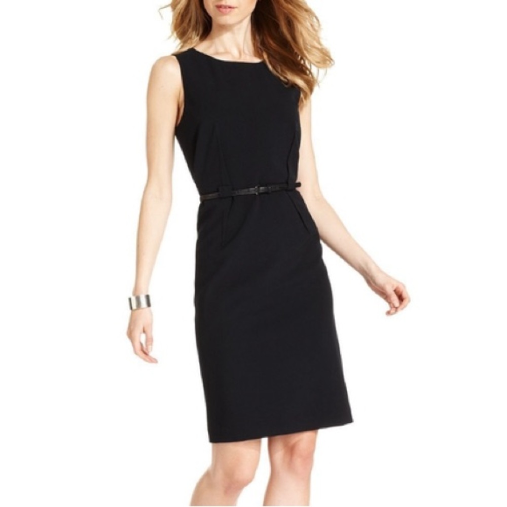 Calvin Klein Black Belted Sleeveless Dress - Size 4P